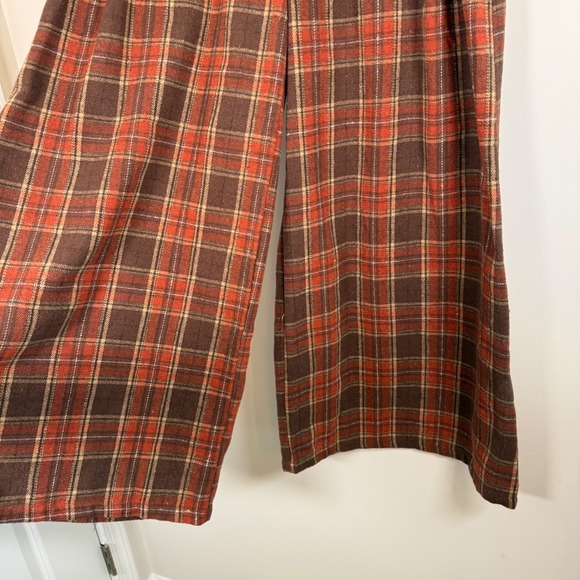 Cider Plaid Wide Leg Pants - Burnt Orange and Brown - Picture 2 of 6